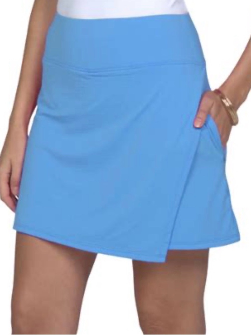 IBKUL Faux Wrap Periwinkle Blue Athletic Skort with Pocket S
